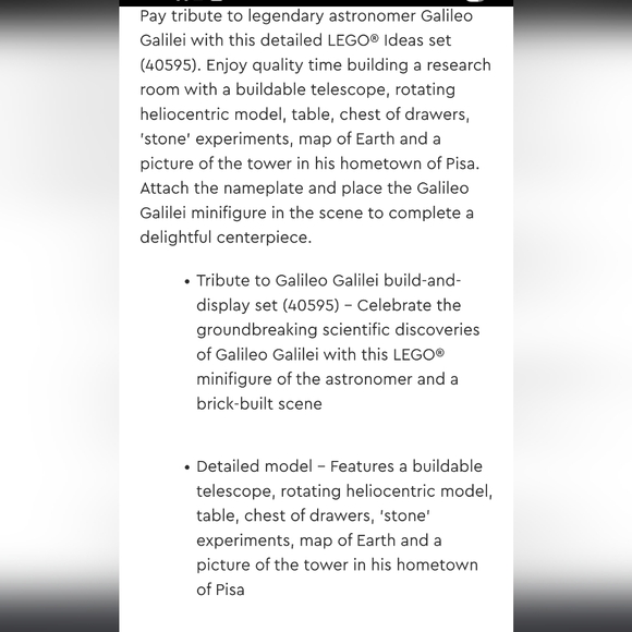 Lego Ideas 40595 Tribute to Galileo Galilei Retired Set New Sealed - Picture 12 of 12